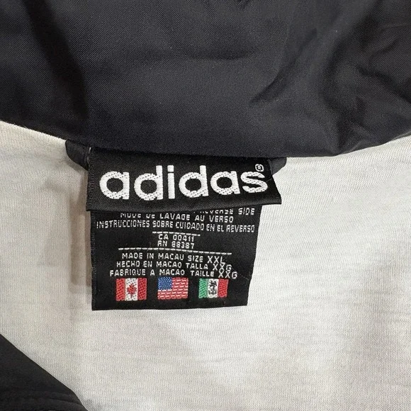VNTG 90s Adidas Jacket Men XXL Black & White Striped Bold "adidas" Color Block - Picture 8 of 12